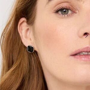 White House Black Market Black Cushion Stud Earrings NWT
